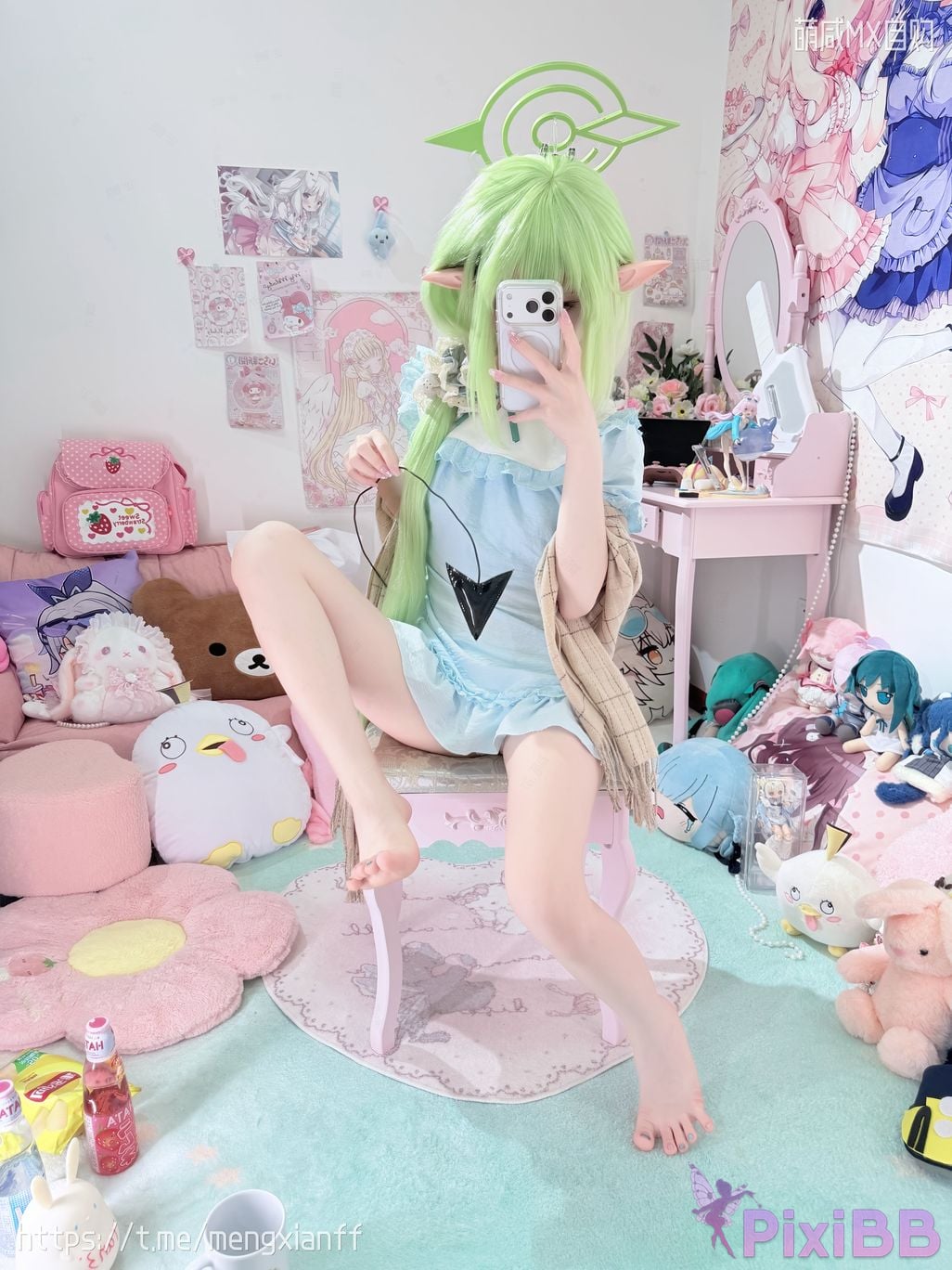 Cosplayer Somezo ran3 Blue Archive Xiaowang Xiaoguang pajamas PixiBB.COM 048