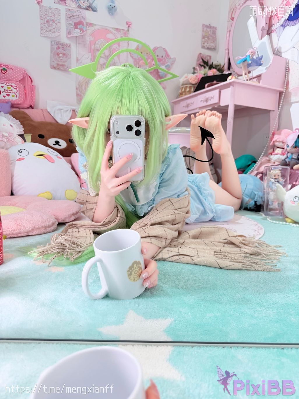 Cosplayer Somezo ran3 Blue Archive Xiaowang Xiaoguang pajamas PixiBB.COM 096