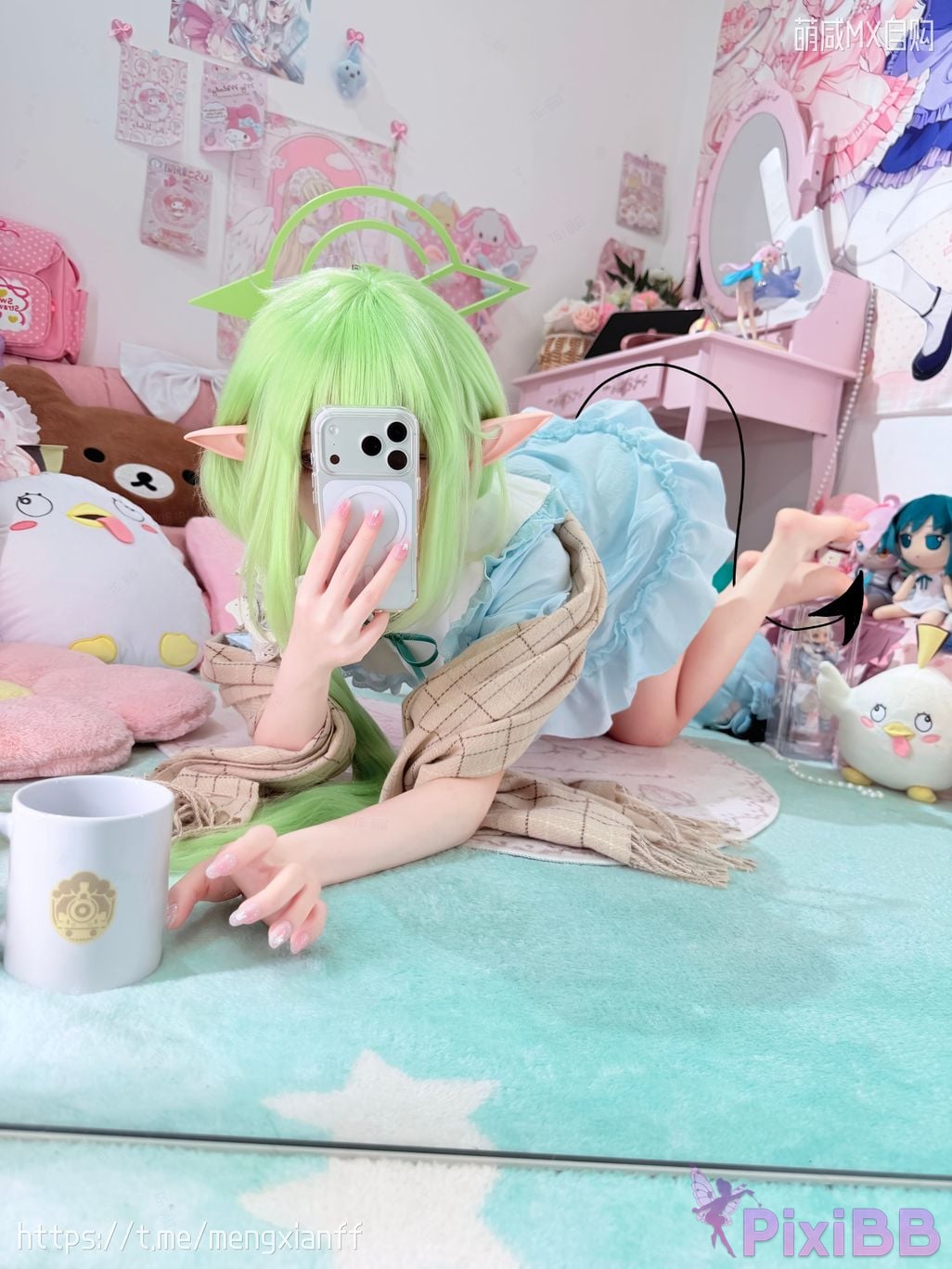 Cosplayer Somezo ran3 Blue Archive Xiaowang Xiaoguang pajamas PixiBB.COM 100