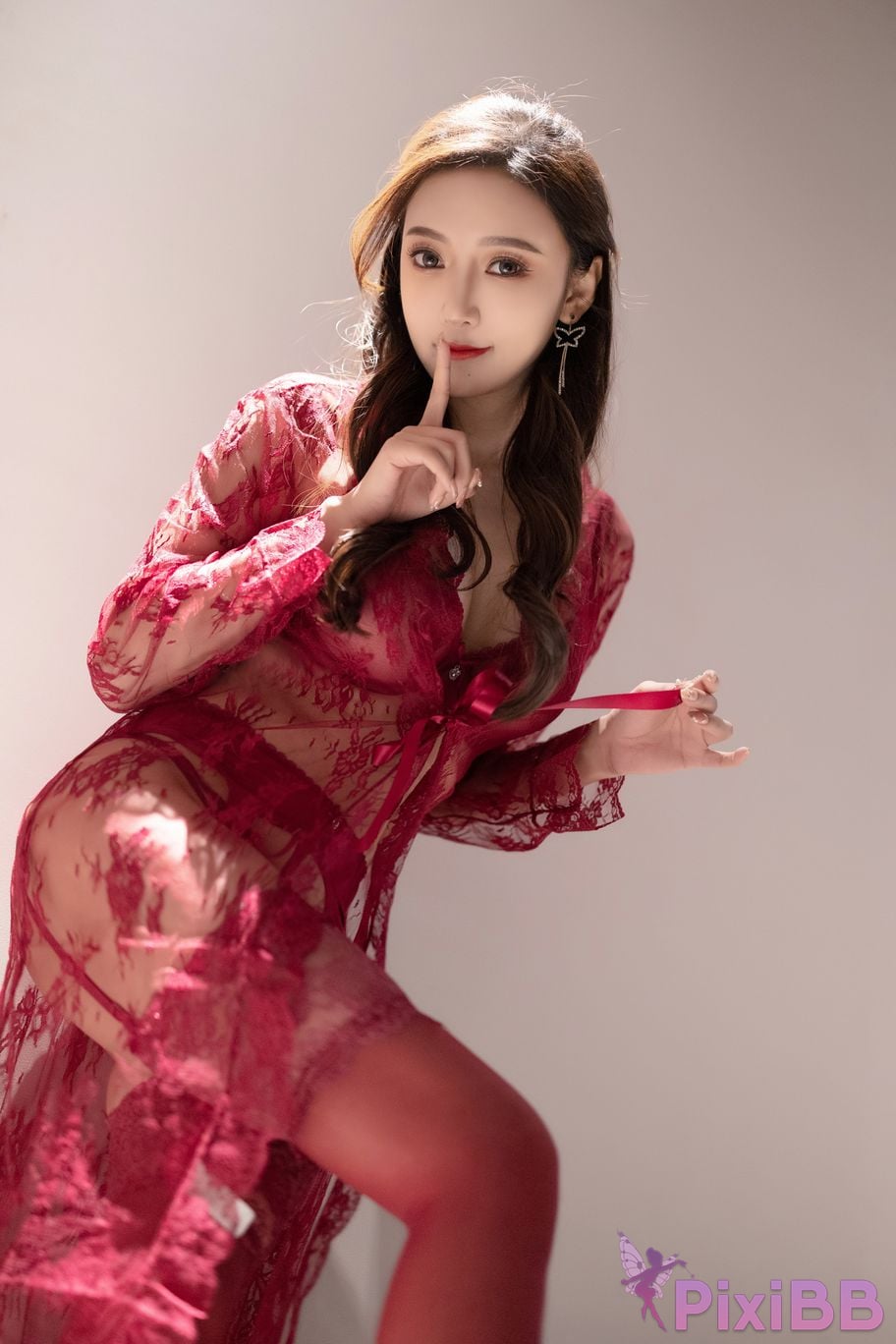 No watermark for in app purchases Wang Xinyao Yanni Burgundy sexy suit PixiBB.COM 019