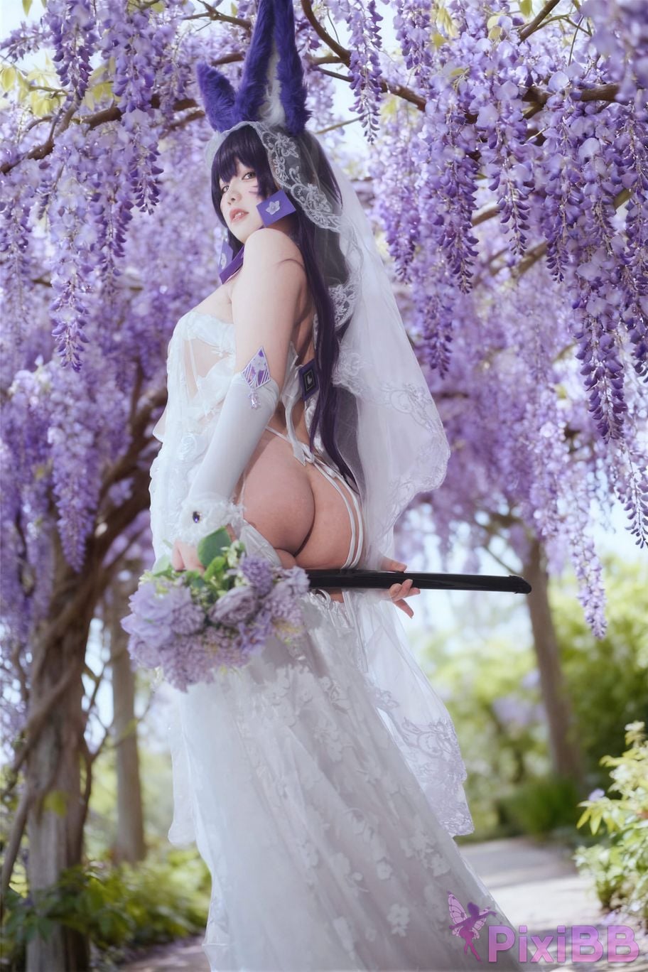Cosplayer Ah Ban is very happy today azur lane Musashi vows to marry wedding dress PixiBB.COM 001