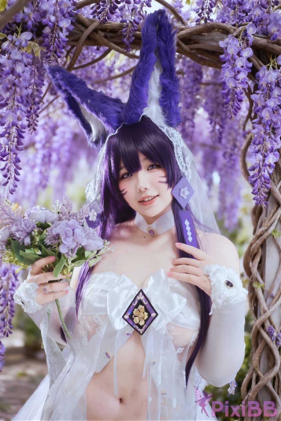 Cosplayer Ah Ban is very happy today azur lane Musashi vows to marry wedding dress PixiBB.COM 003