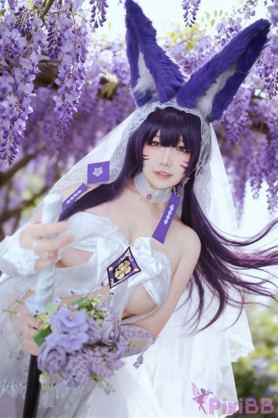 Cosplayer Ah Ban is very happy today azur lane Musashi vows to marry wedding dress PixiBB.COM 004