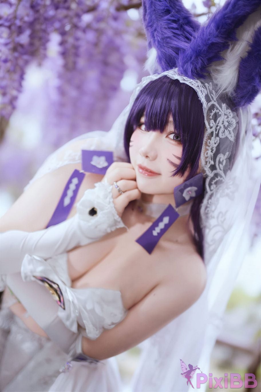 Cosplayer Ah Ban is very happy today azur lane Musashi vows to marry wedding dress PixiBB.COM 005
