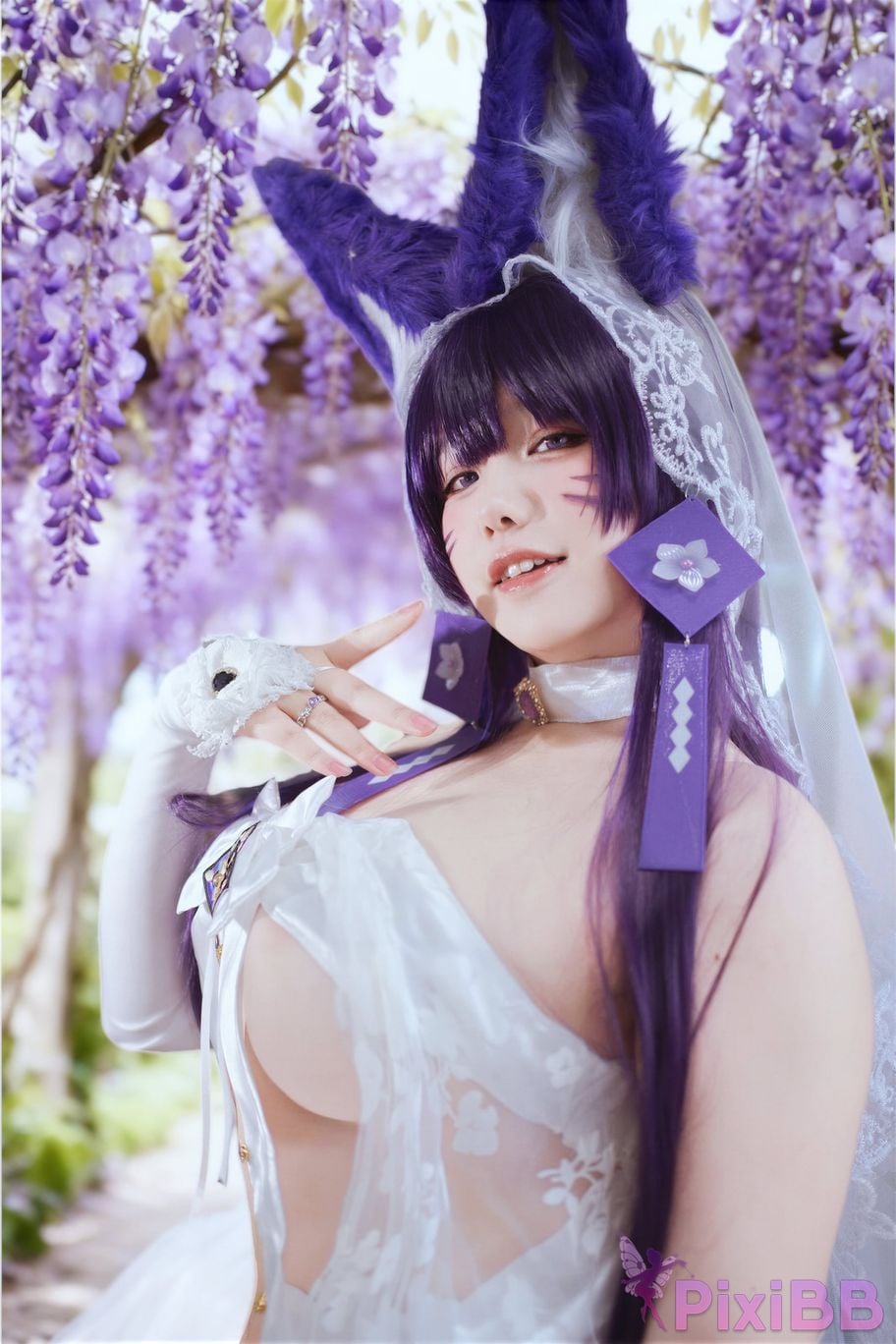 Cosplayer Ah Ban is very happy today azur lane Musashi vows to marry wedding dress PixiBB.COM 006
