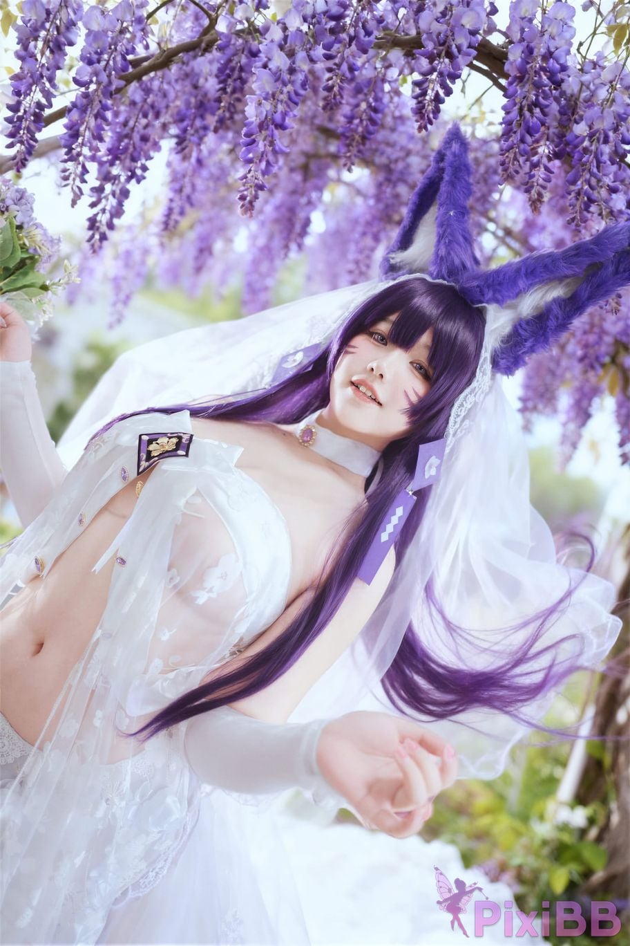 Cosplayer Ah Ban is very happy today azur lane Musashi vows to marry wedding dress PixiBB.COM 008