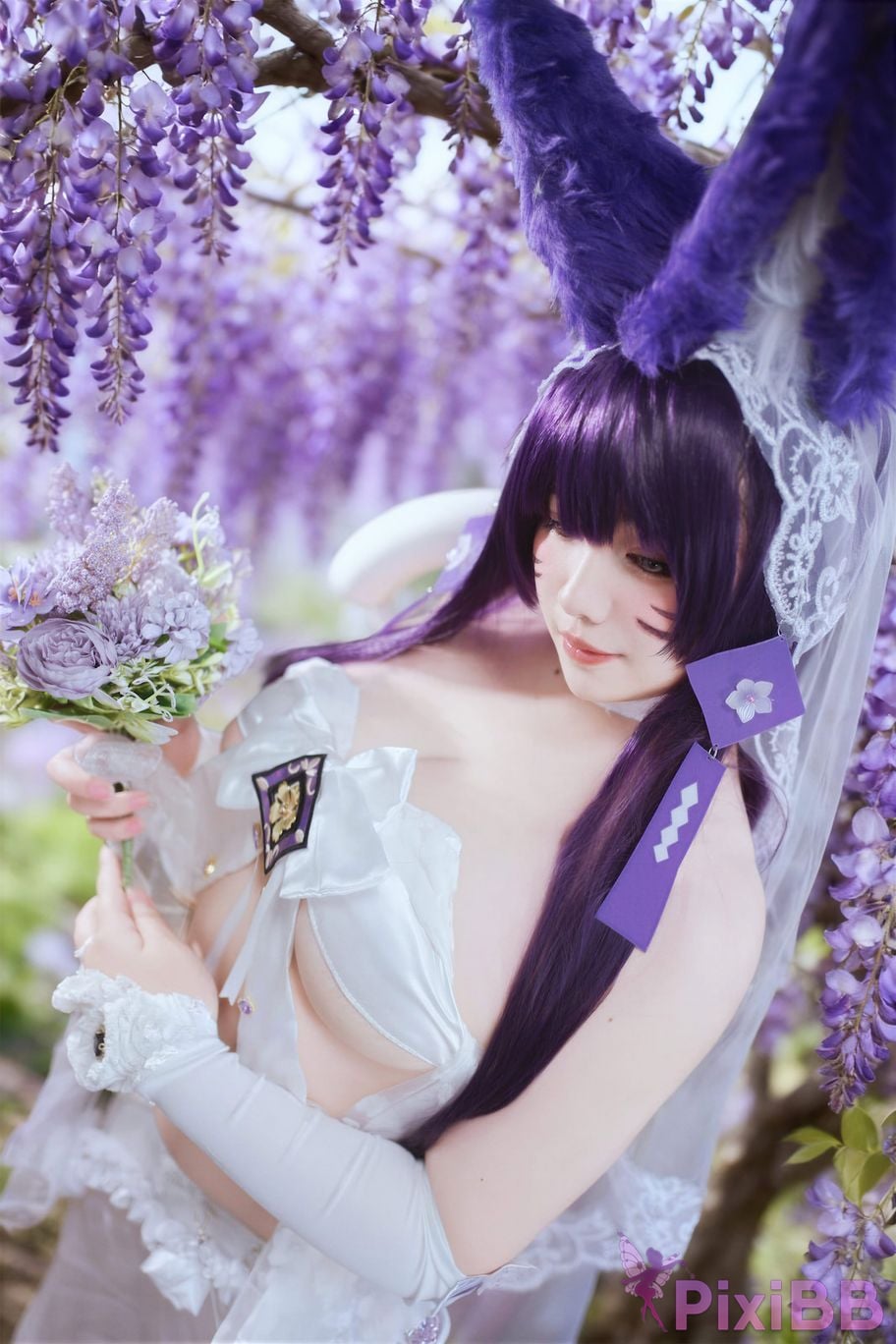 Cosplayer Ah Ban is very happy today azur lane Musashi vows to marry wedding dress PixiBB.COM 009