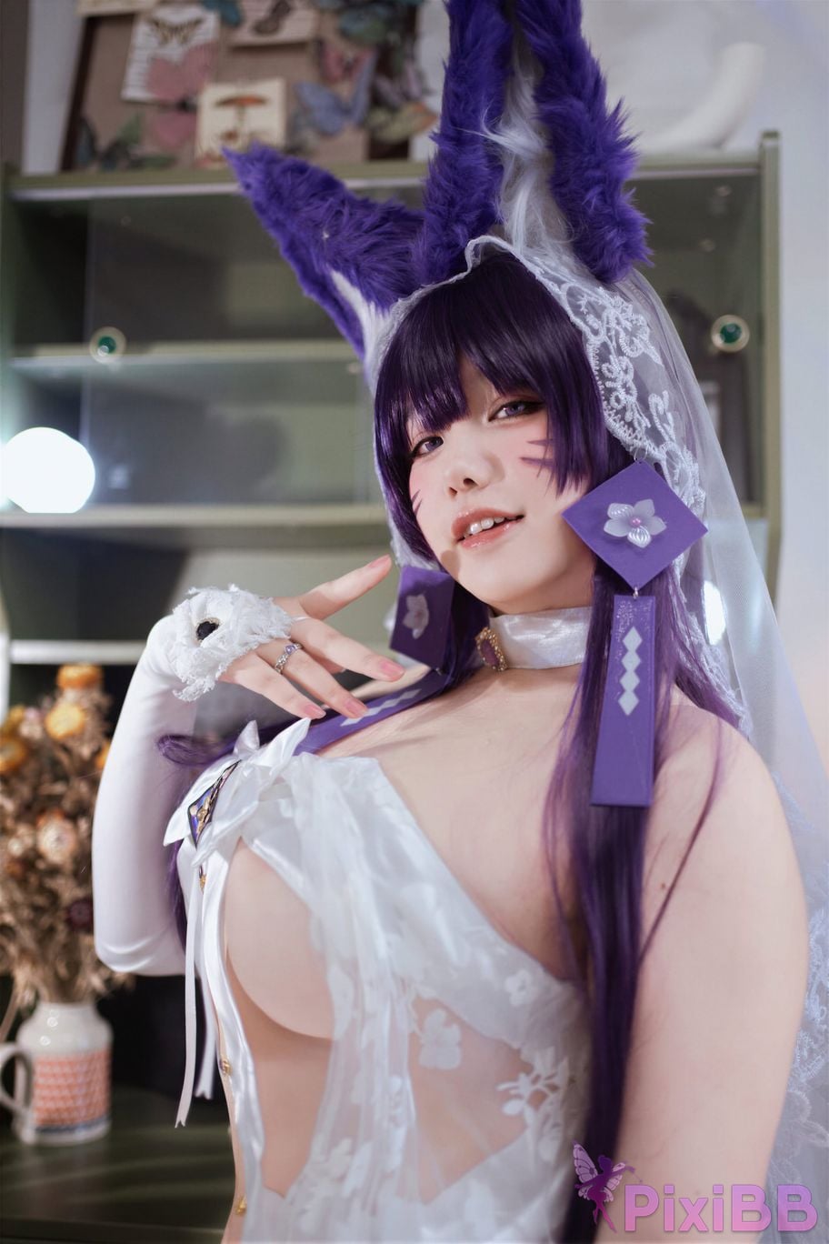 Cosplayer Ah Ban is very happy today azur lane Musashi vows to marry wedding dress PixiBB.COM 014