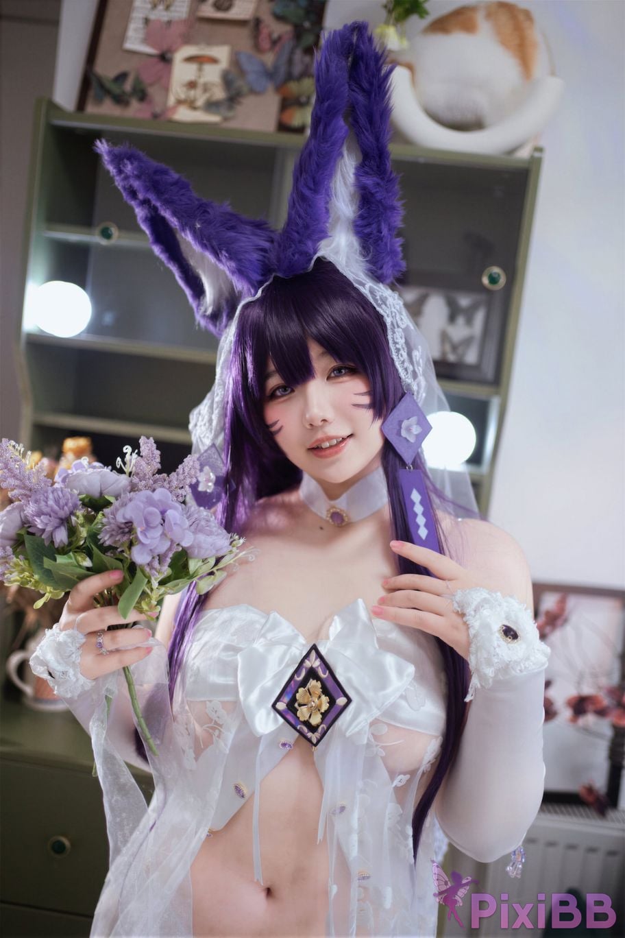 Cosplayer Ah Ban is very happy today azur lane Musashi vows to marry wedding dress PixiBB.COM 016