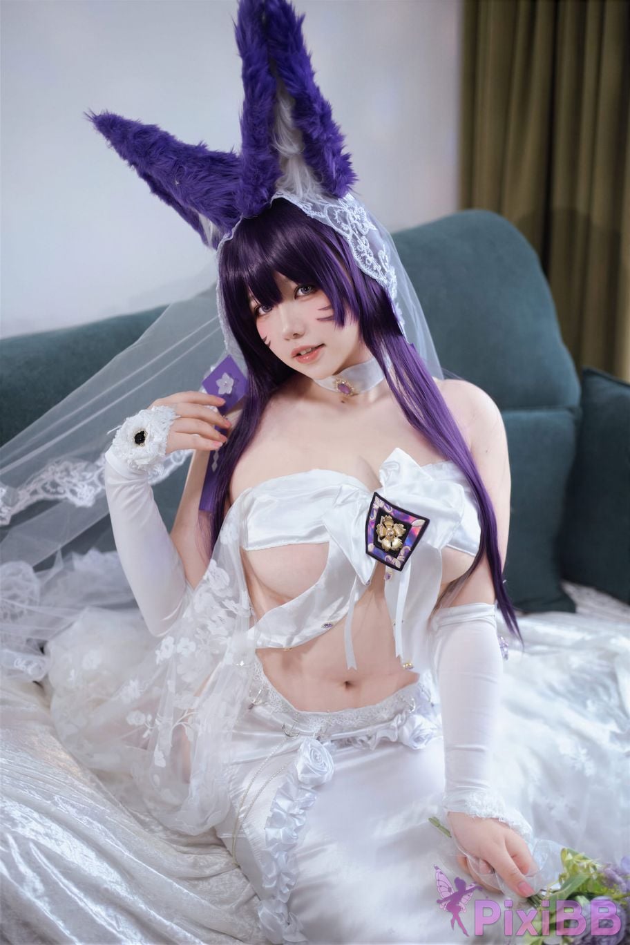 Cosplayer Ah Ban is very happy today azur lane Musashi vows to marry wedding dress PixiBB.COM 021