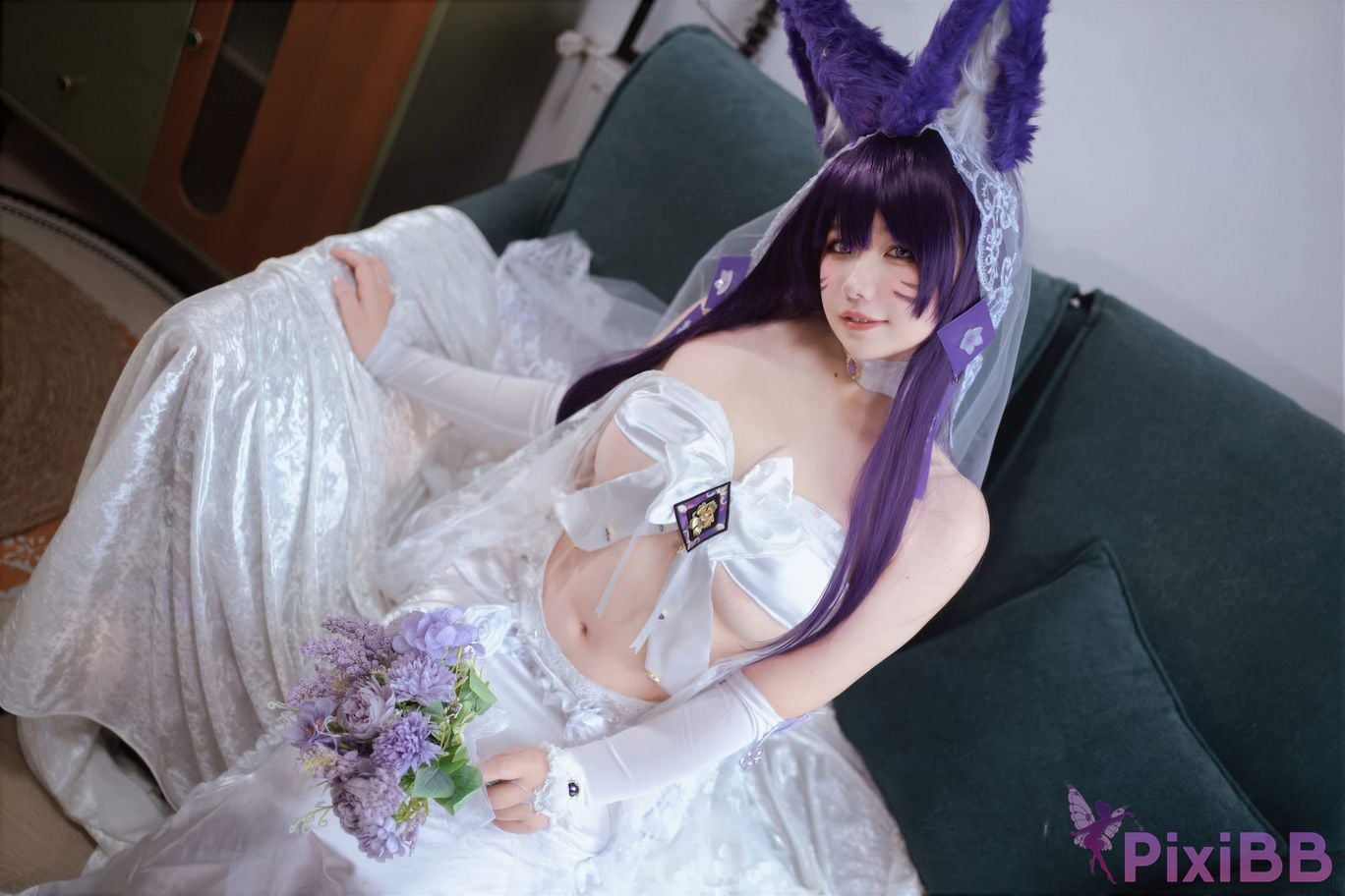 Cosplayer Ah Ban is very happy today azur lane Musashi vows to marry wedding dress PixiBB.COM 023