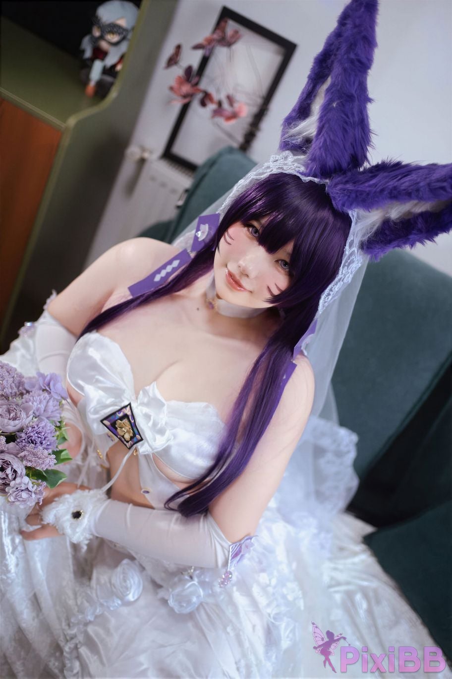 Cosplayer Ah Ban is very happy today azur lane Musashi vows to marry wedding dress PixiBB.COM 024