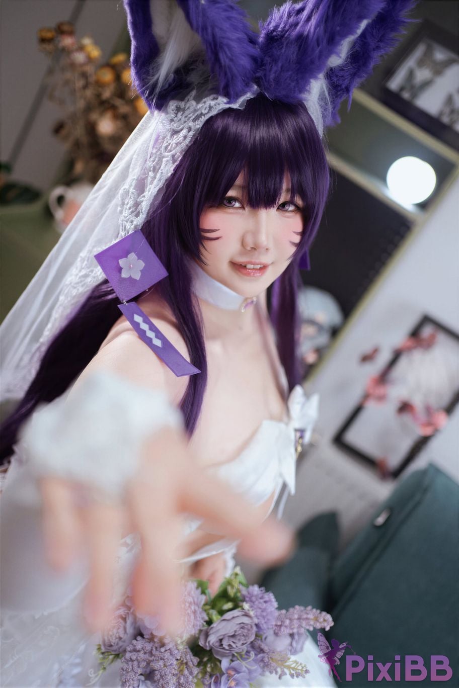 Cosplayer Ah Ban is very happy today azur lane Musashi vows to marry wedding dress PixiBB.COM 025