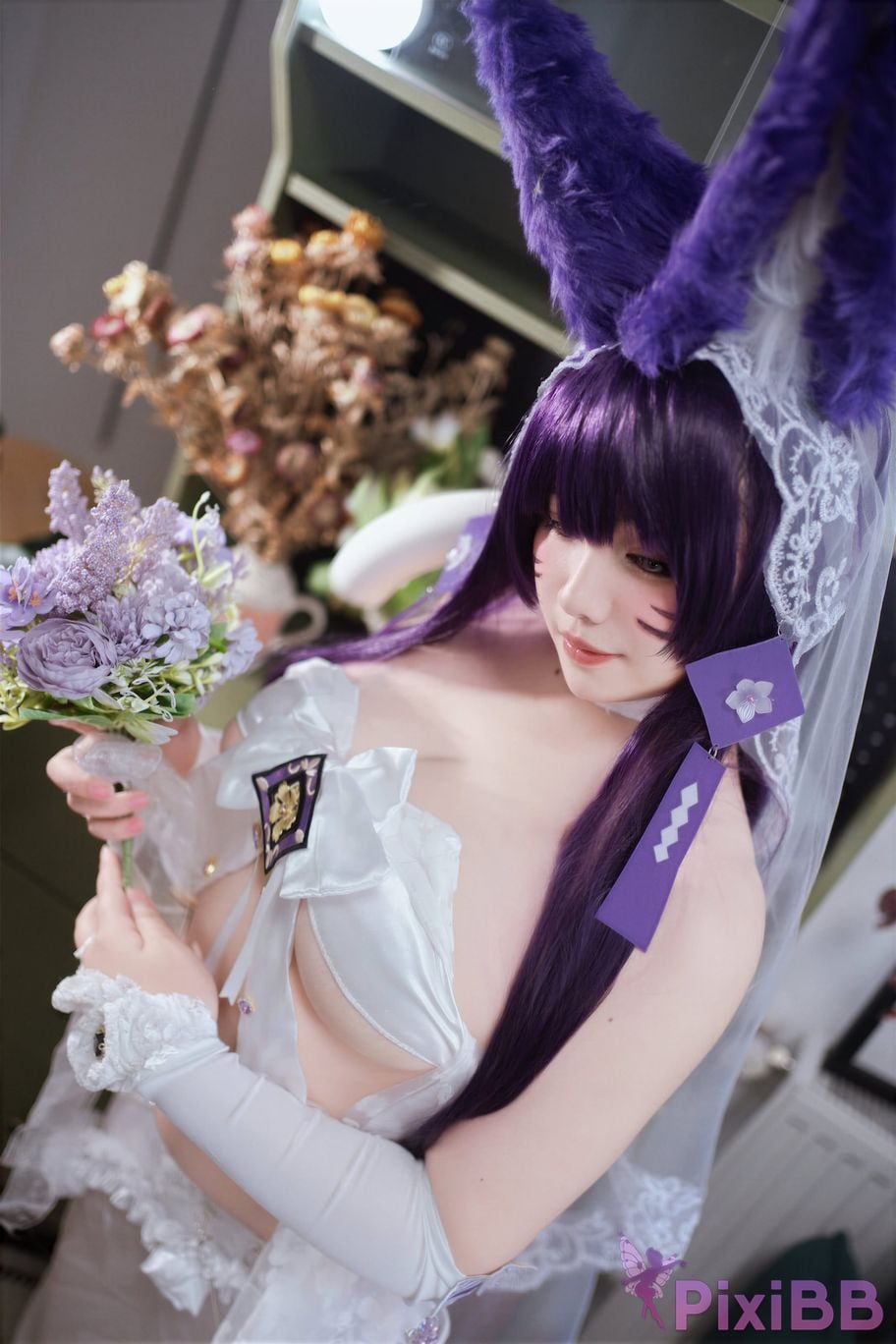 Cosplayer Ah Ban is very happy today azur lane Musashi vows to marry wedding dress PixiBB.COM 028