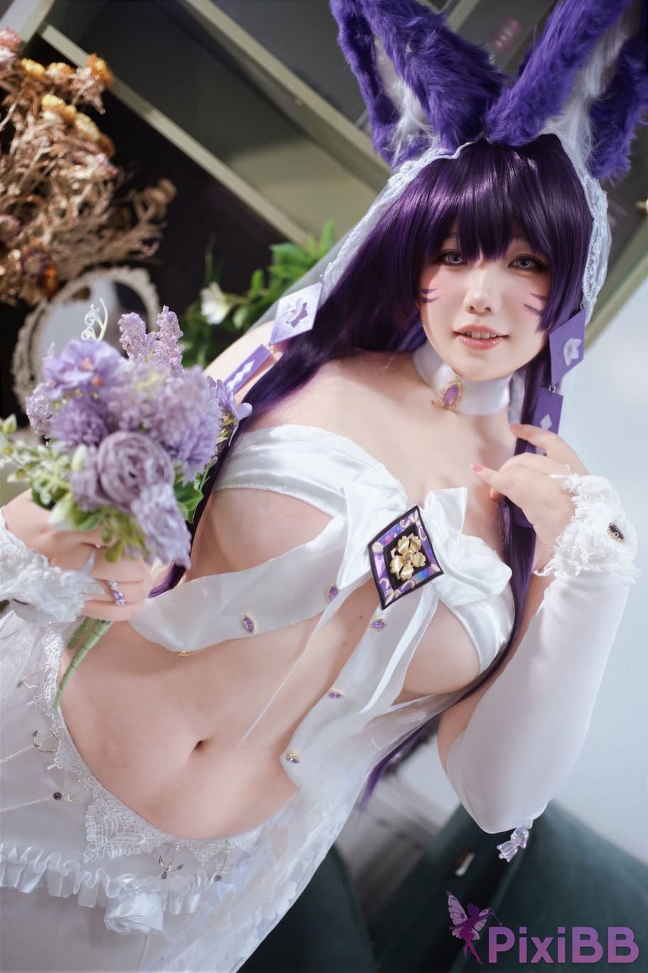 Cosplayer Ah Ban is very happy today azur lane Musashi vows to marry wedding dress PixiBB.COM 029