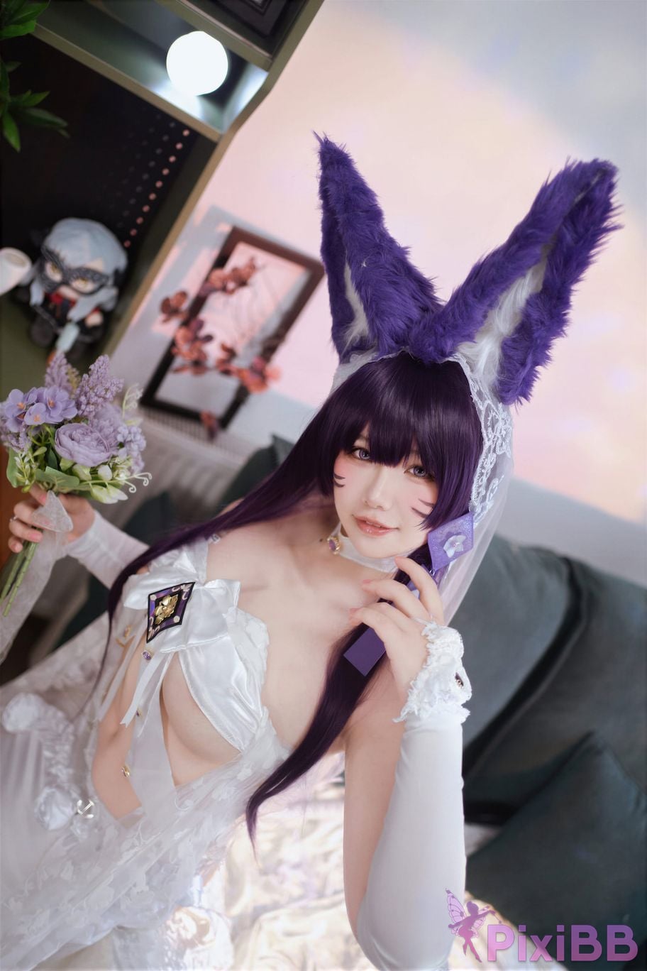Cosplayer Ah Ban is very happy today azur lane Musashi vows to marry wedding dress PixiBB.COM 031