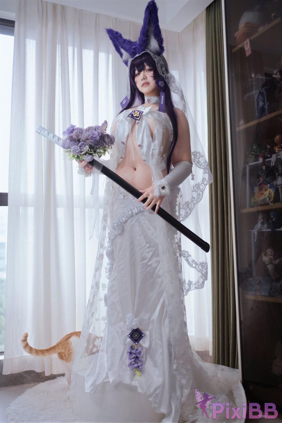 Cosplayer Ah Ban is very happy today azur lane Musashi vows to marry wedding dress PixiBB.COM 035