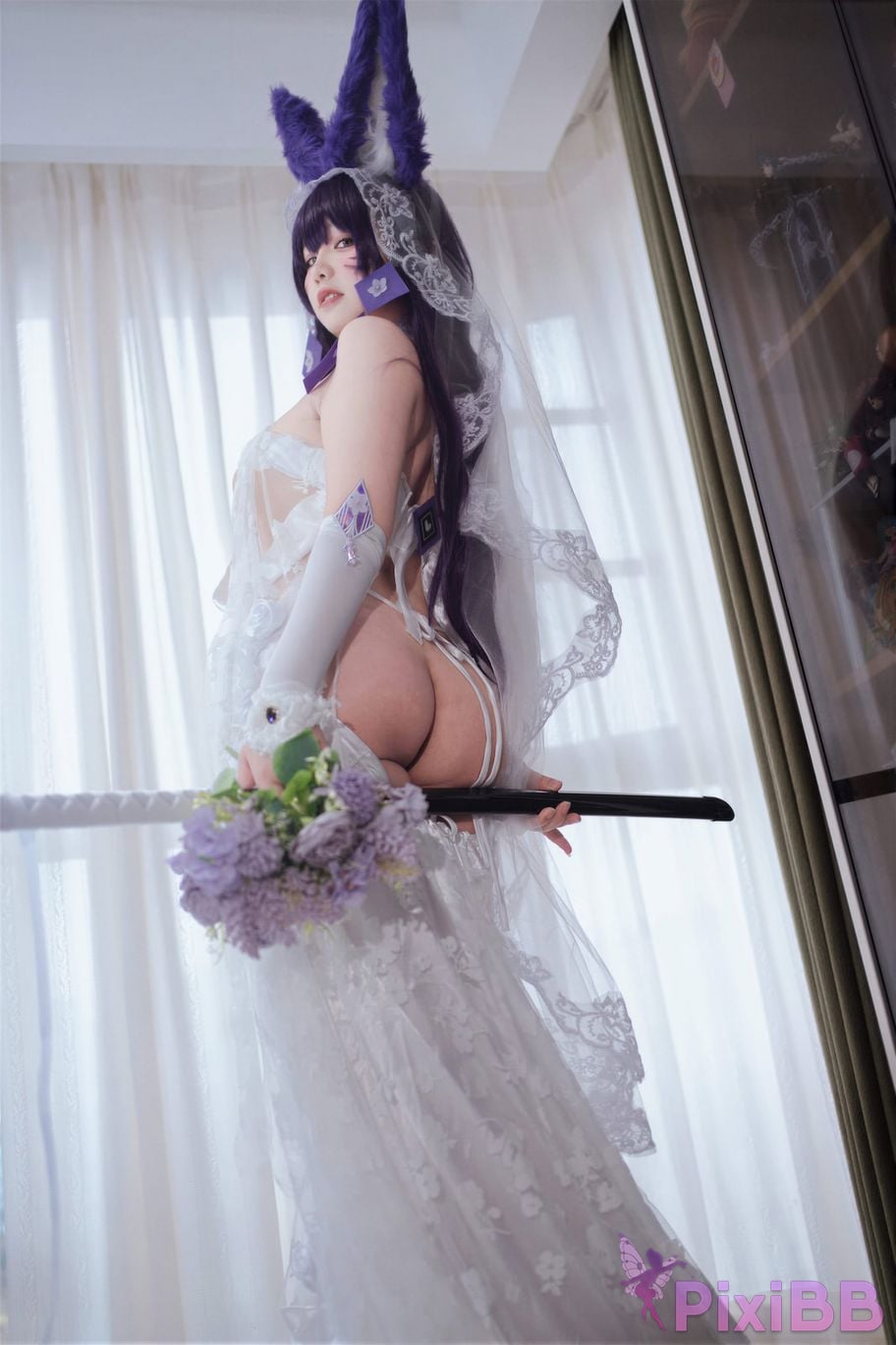Cosplayer Ah Ban is very happy today azur lane Musashi vows to marry wedding dress PixiBB.COM 036