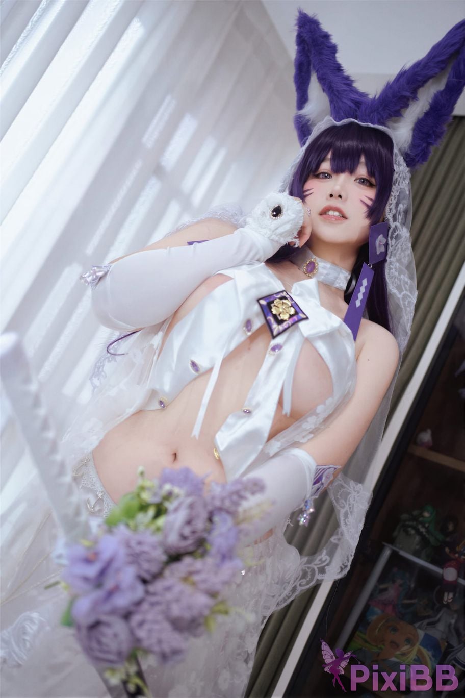 Cosplayer Ah Ban is very happy today azur lane Musashi vows to marry wedding dress PixiBB.COM 038