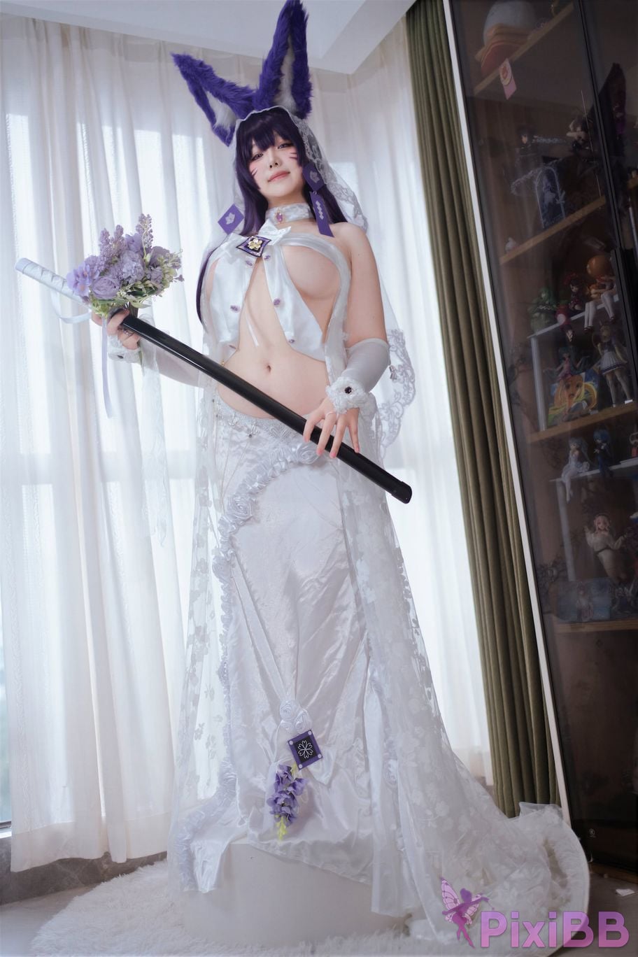 Cosplayer Ah Ban is very happy today azur lane Musashi vows to marry wedding dress PixiBB.COM 039