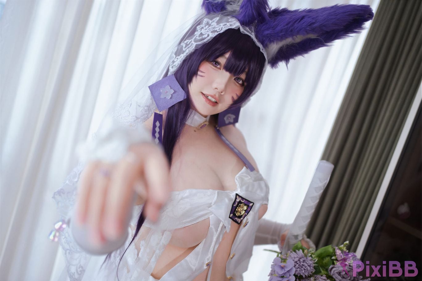 Cosplayer Ah Ban is very happy today azur lane Musashi vows to marry wedding dress PixiBB.COM 041