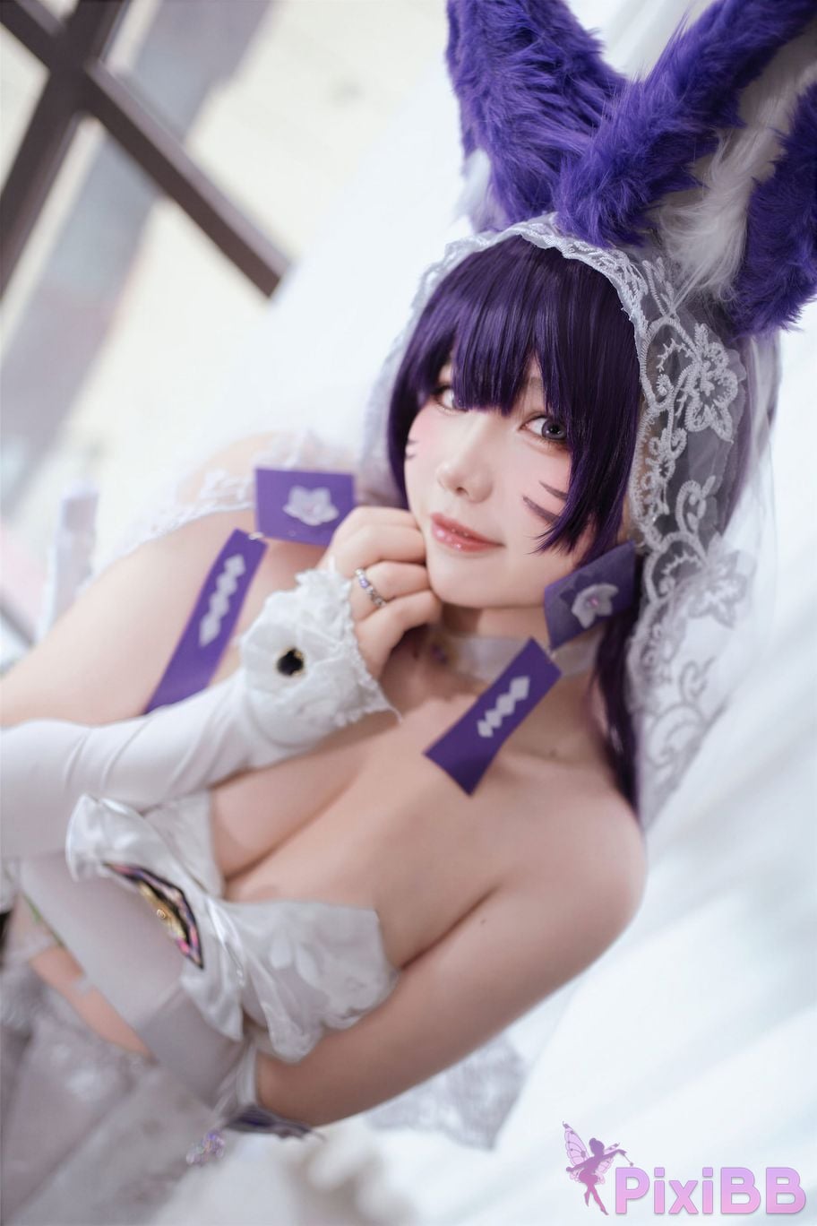 Cosplayer Ah Ban is very happy today azur lane Musashi vows to marry wedding dress PixiBB.COM 042
