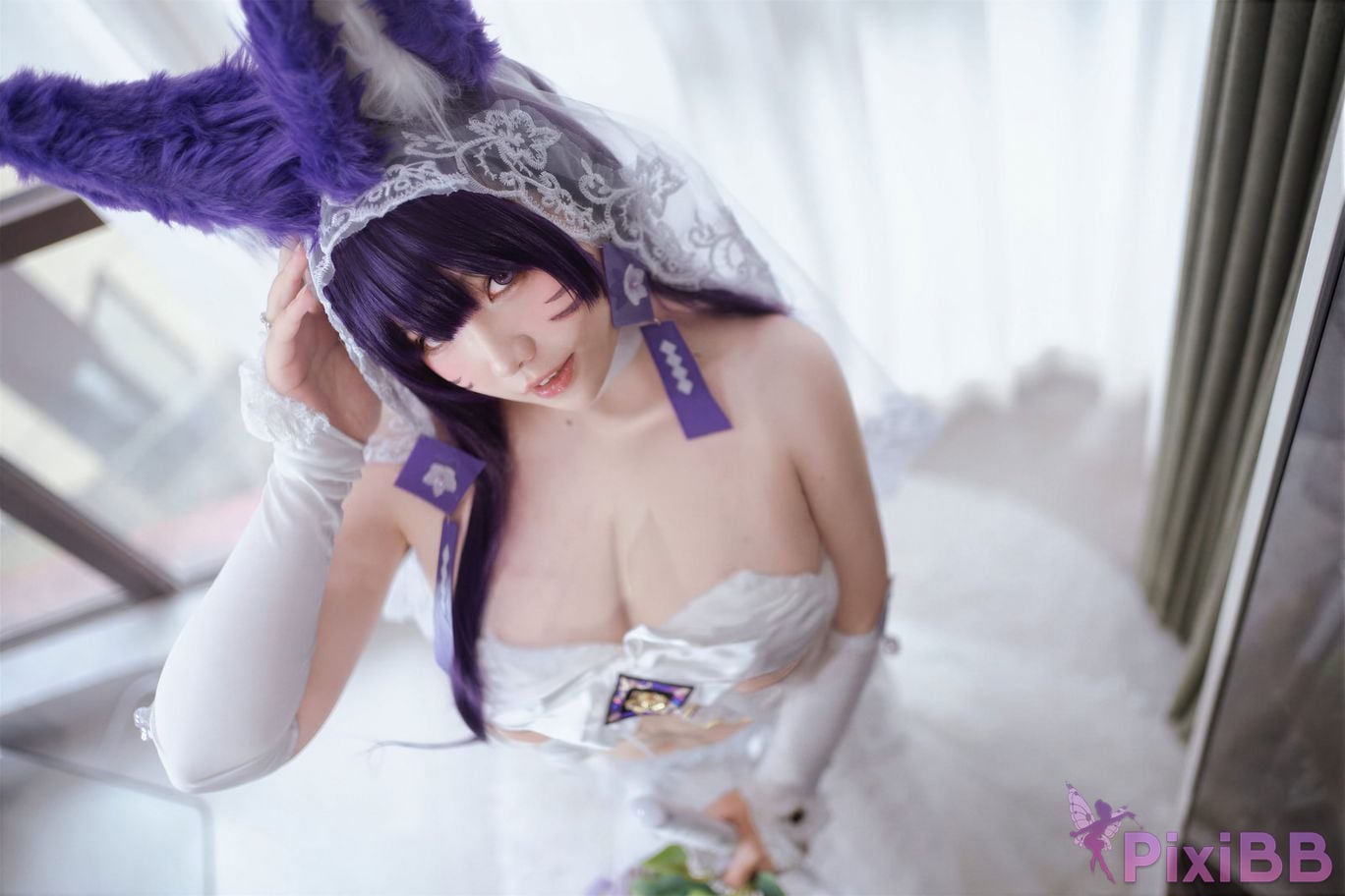 Cosplayer Ah Ban is very happy today azur lane Musashi vows to marry wedding dress PixiBB.COM 043