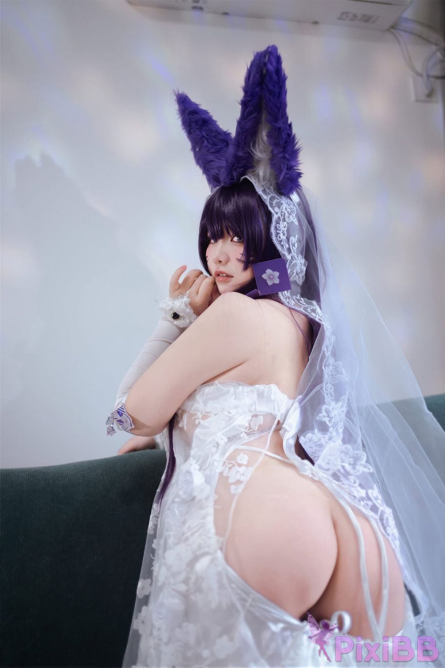 Cosplayer Ah Ban is very happy today azur lane Musashi vows to marry wedding dress PixiBB.COM 047