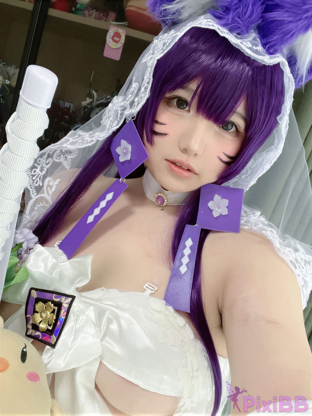 Cosplayer Ah Ban is very happy today azur lane Musashi vows to marry wedding dress PixiBB.COM 052