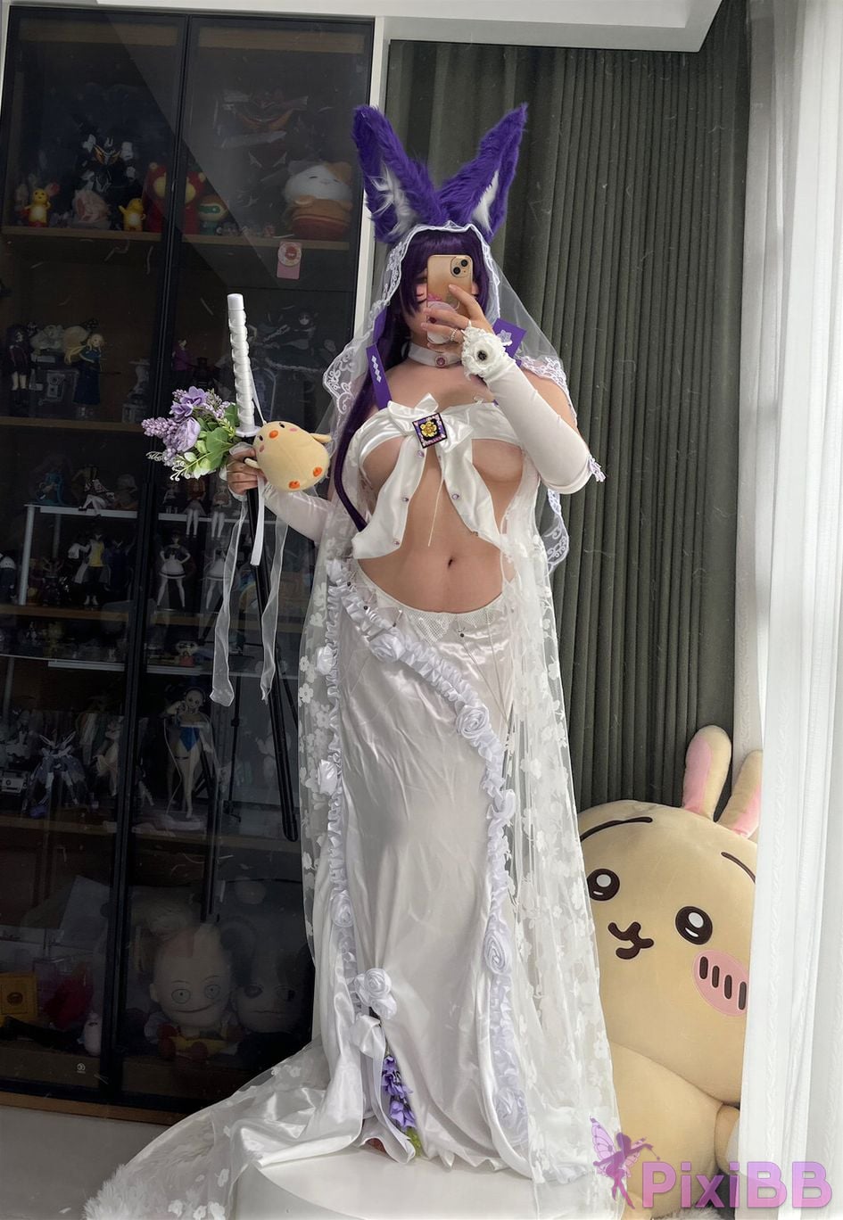 Cosplayer Ah Ban is very happy today azur lane Musashi vows to marry wedding dress PixiBB.COM 053
