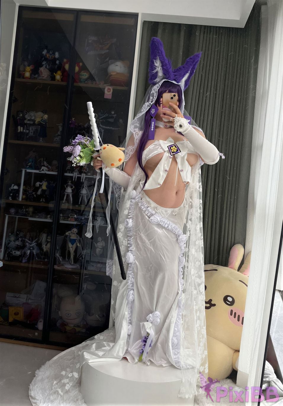 Cosplayer Ah Ban is very happy today azur lane Musashi vows to marry wedding dress PixiBB.COM 054