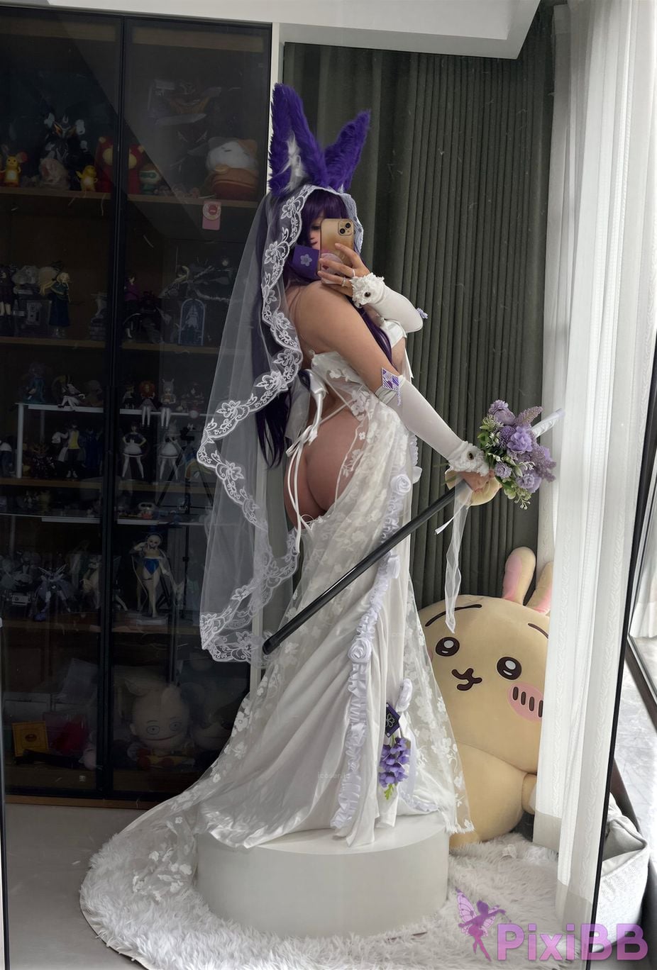 Cosplayer Ah Ban is very happy today azur lane Musashi vows to marry wedding dress PixiBB.COM 055