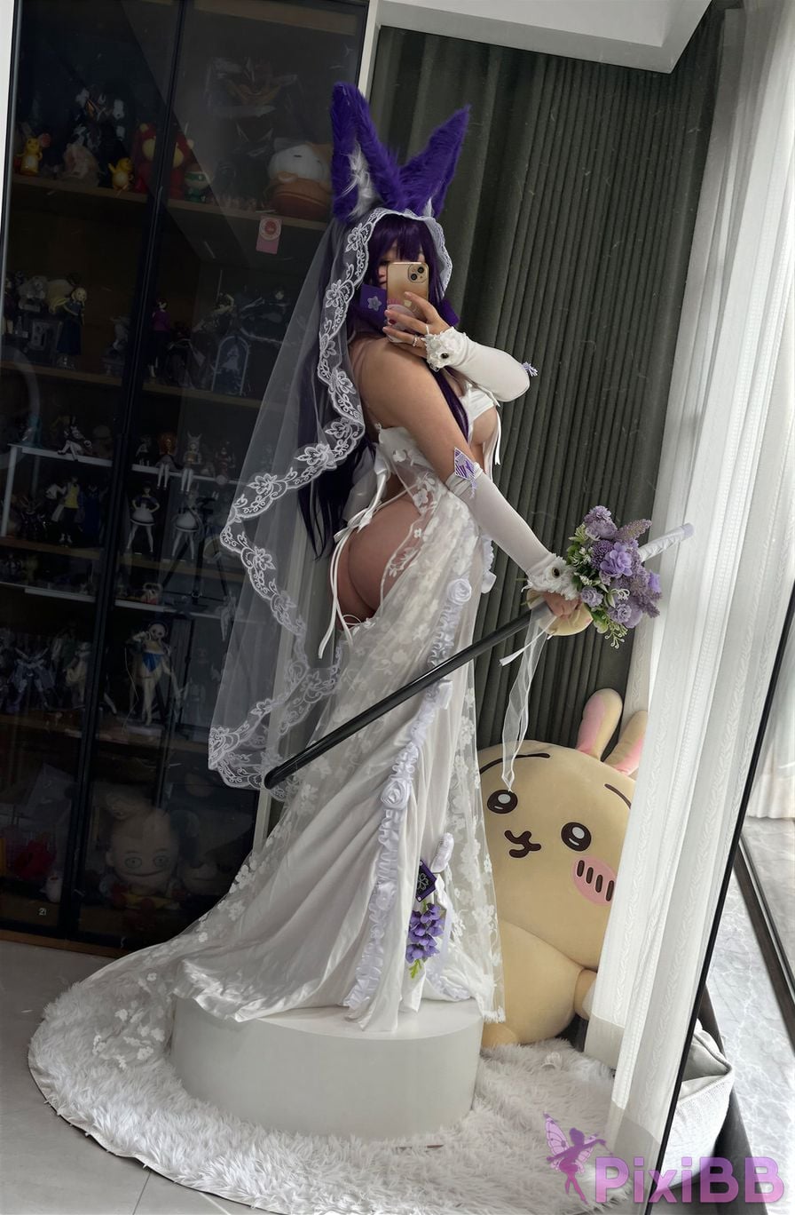 Cosplayer Ah Ban is very happy today azur lane Musashi vows to marry wedding dress PixiBB.COM 056