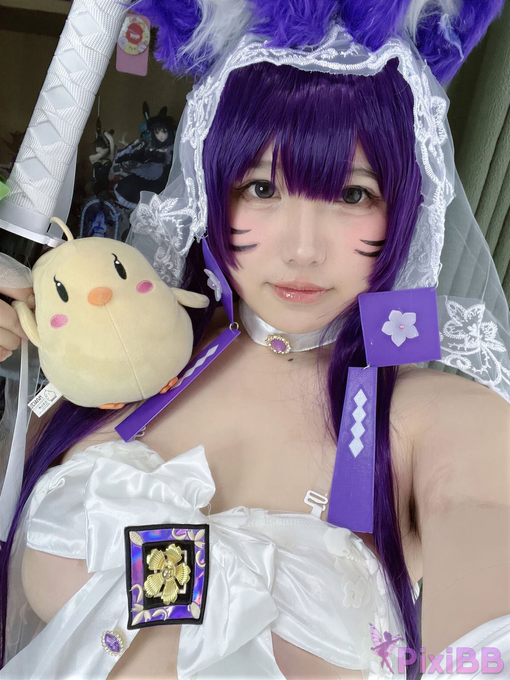 Cosplayer Ah Ban is very happy today azur lane Musashi vows to marry wedding dress PixiBB.COM 057