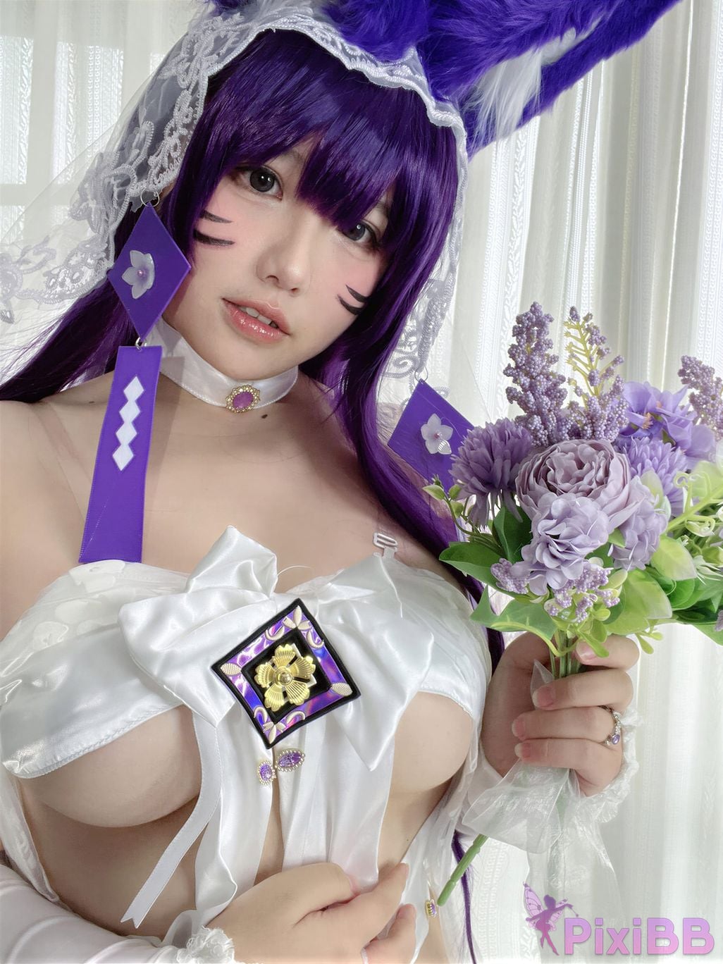 Cosplayer Ah Ban is very happy today azur lane Musashi vows to marry wedding dress PixiBB.COM 059