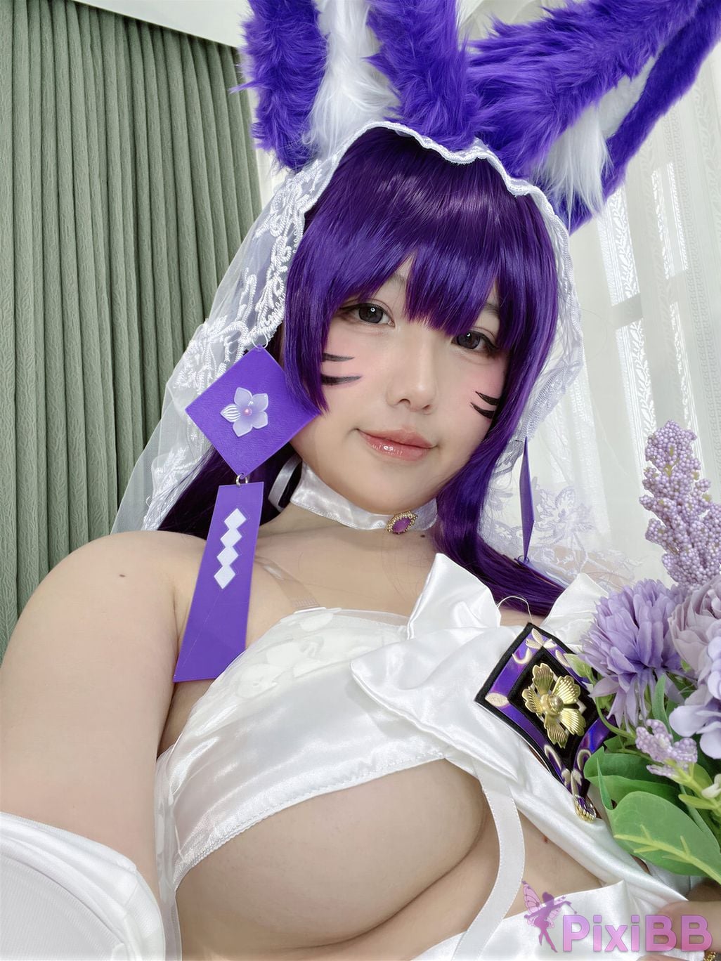 Cosplayer Ah Ban is very happy today azur lane Musashi vows to marry wedding dress PixiBB.COM 061