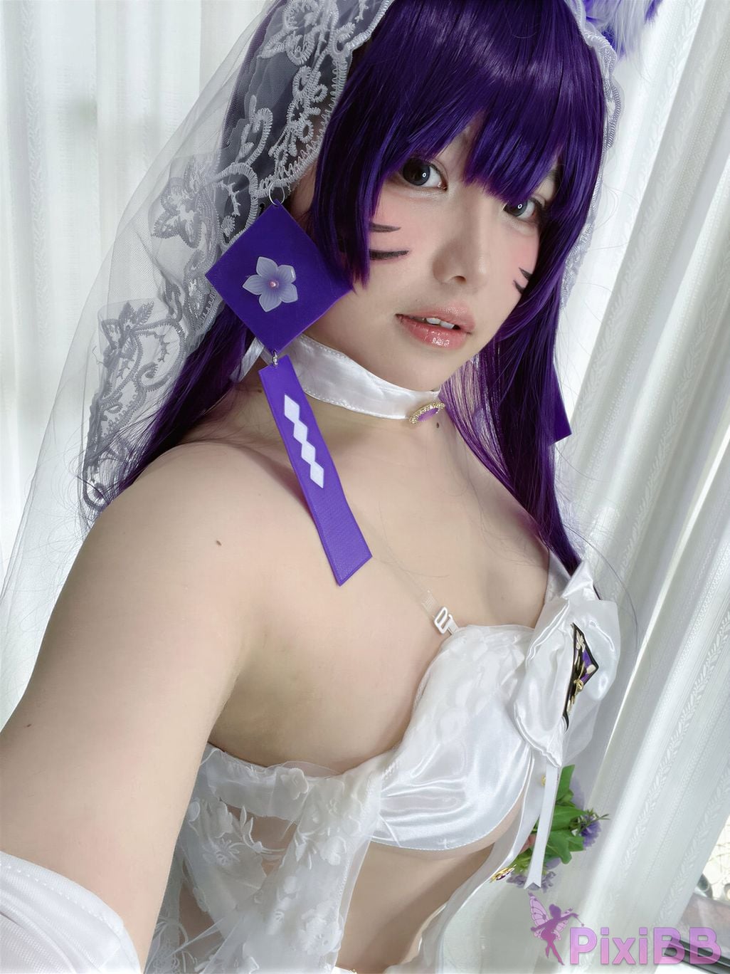 Cosplayer Ah Ban is very happy today azur lane Musashi vows to marry wedding dress PixiBB.COM 063