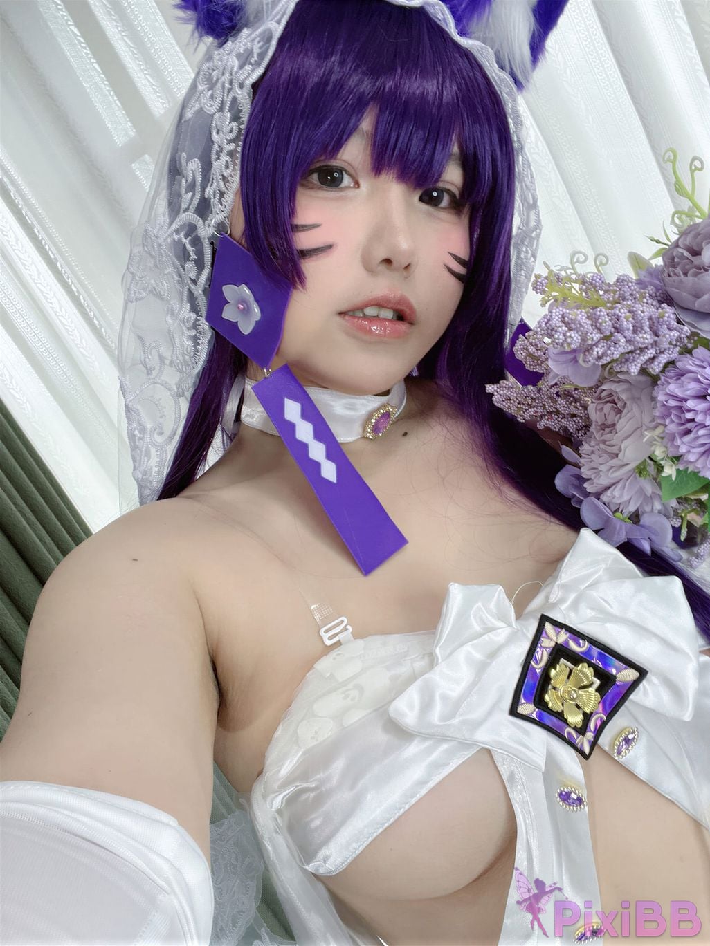 Cosplayer Ah Ban is very happy today azur lane Musashi vows to marry wedding dress PixiBB.COM 064