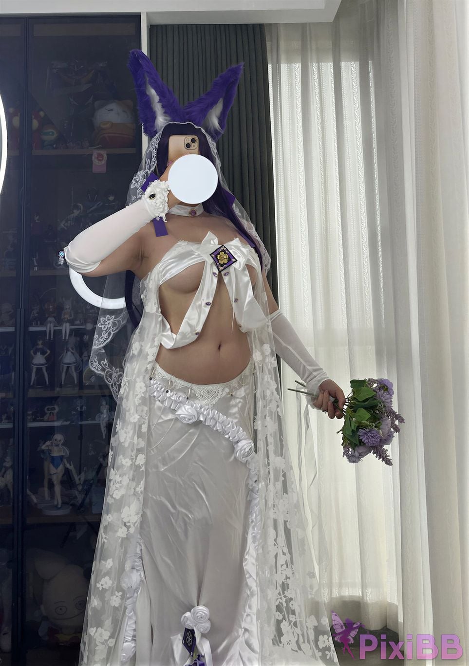 Cosplayer Ah Ban is very happy today azur lane Musashi vows to marry wedding dress PixiBB.COM 065