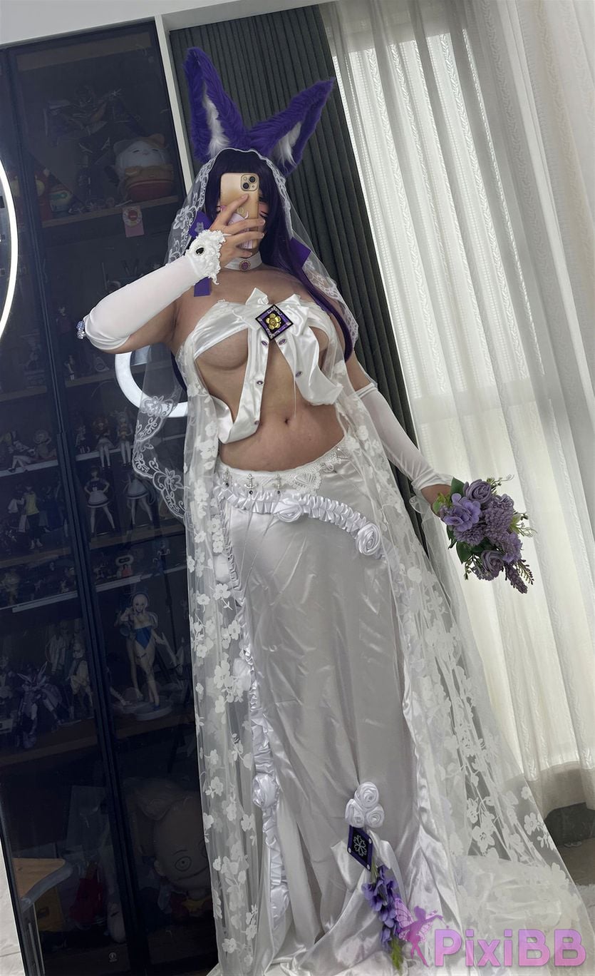 Cosplayer Ah Ban is very happy today azur lane Musashi vows to marry wedding dress PixiBB.COM 066