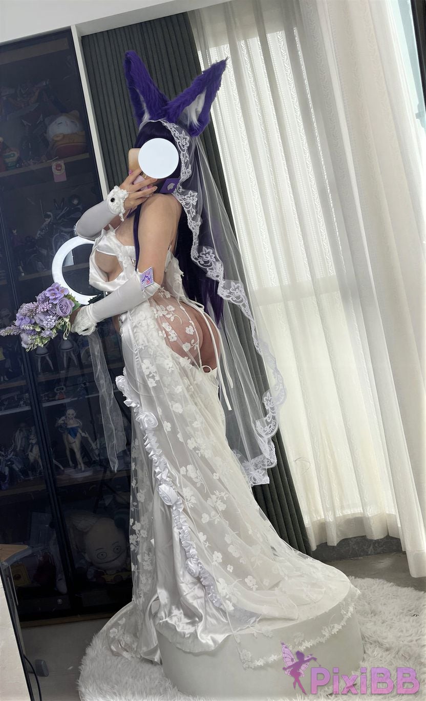 Cosplayer Ah Ban is very happy today azur lane Musashi vows to marry wedding dress PixiBB.COM 068