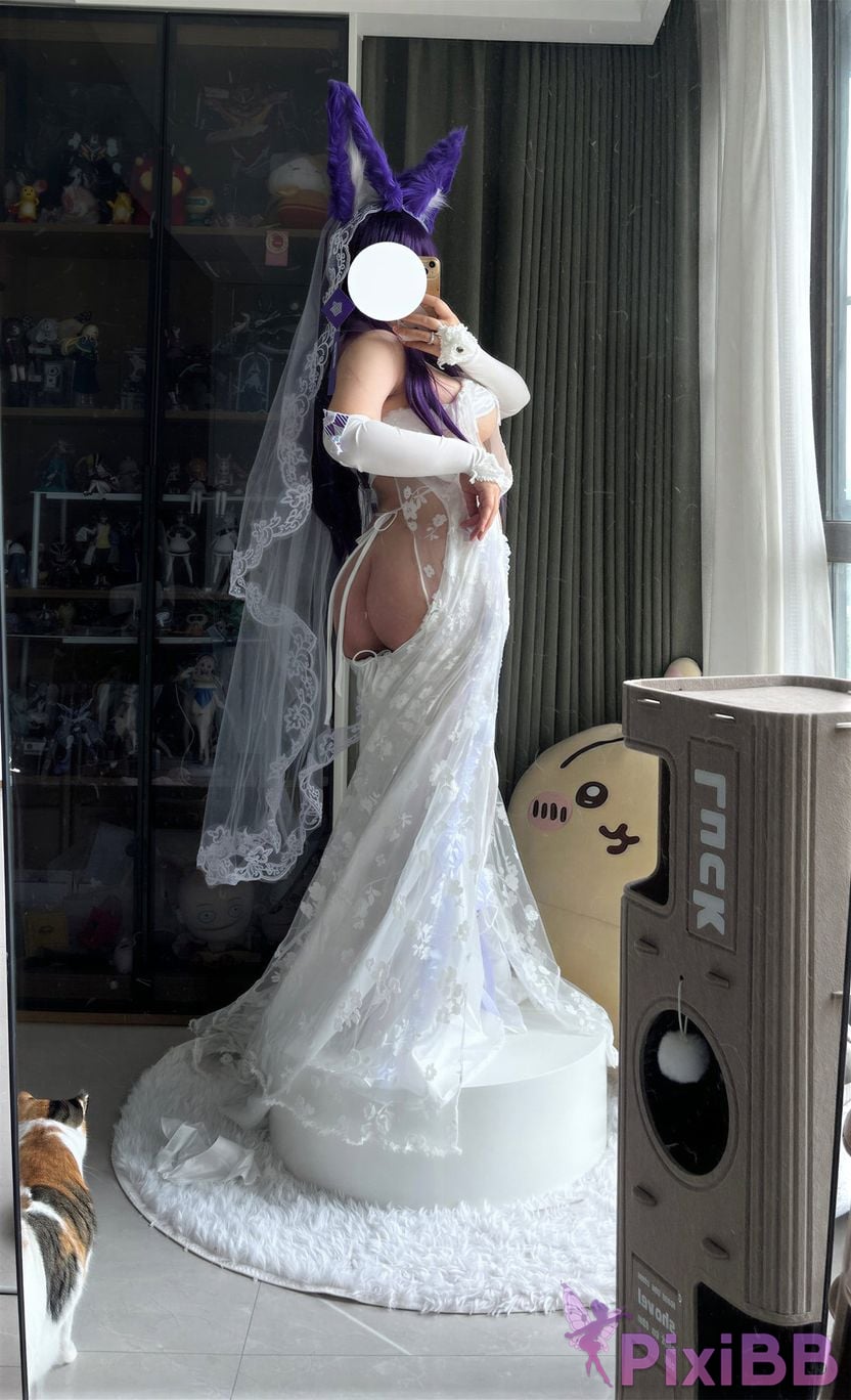 Cosplayer Ah Ban is very happy today azur lane Musashi vows to marry wedding dress PixiBB.COM 069