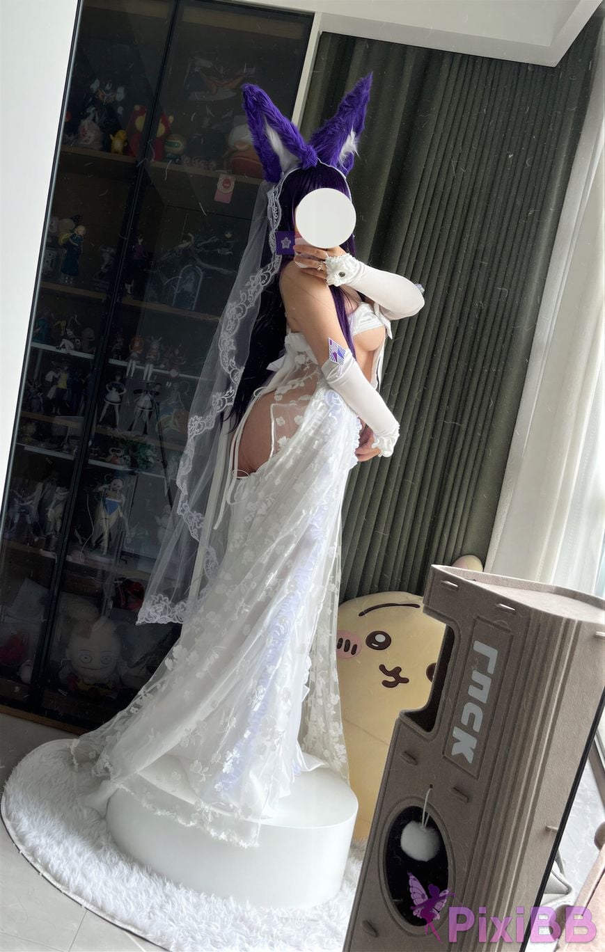 Cosplayer Ah Ban is very happy today azur lane Musashi vows to marry wedding dress PixiBB.COM 070