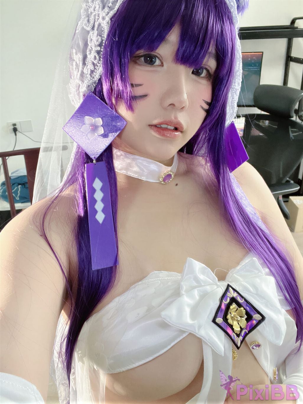 Cosplayer Ah Ban is very happy today azur lane Musashi vows to marry wedding dress PixiBB.COM 073