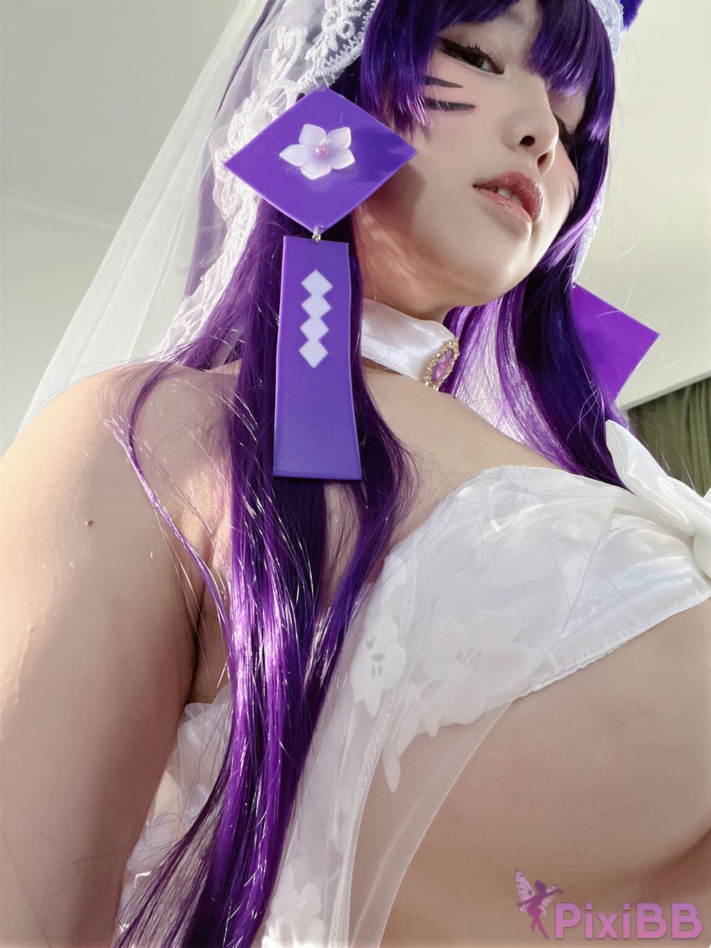 Cosplayer Ah Ban is very happy today azur lane Musashi vows to marry wedding dress PixiBB.COM 075