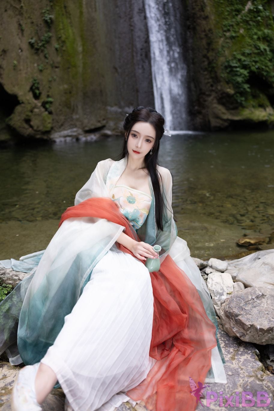 No watermark for in app purchases Wang Xinyao Yanni green costume Fall PixiBB.COM 002
