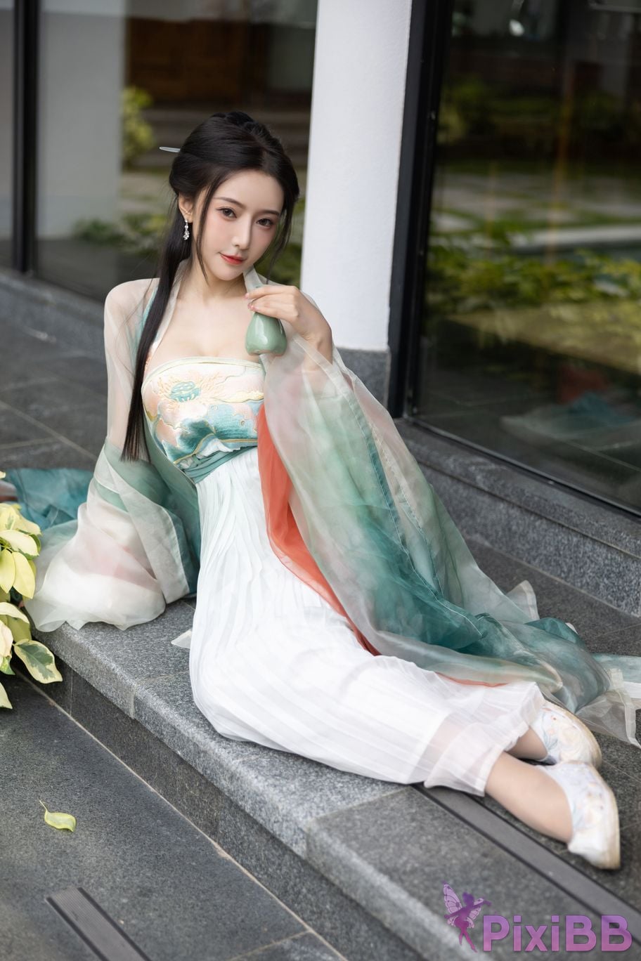 No watermark for in app purchases Wang Xinyao Yanni green costume Fall PixiBB.COM 027