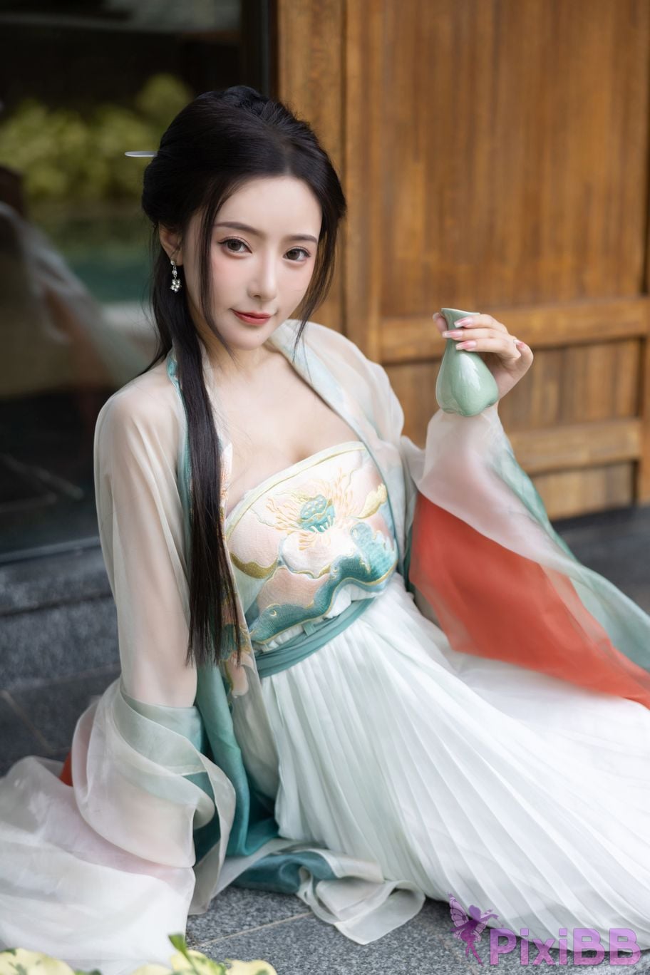No watermark for in app purchases Wang Xinyao Yanni green costume Fall PixiBB.COM 028