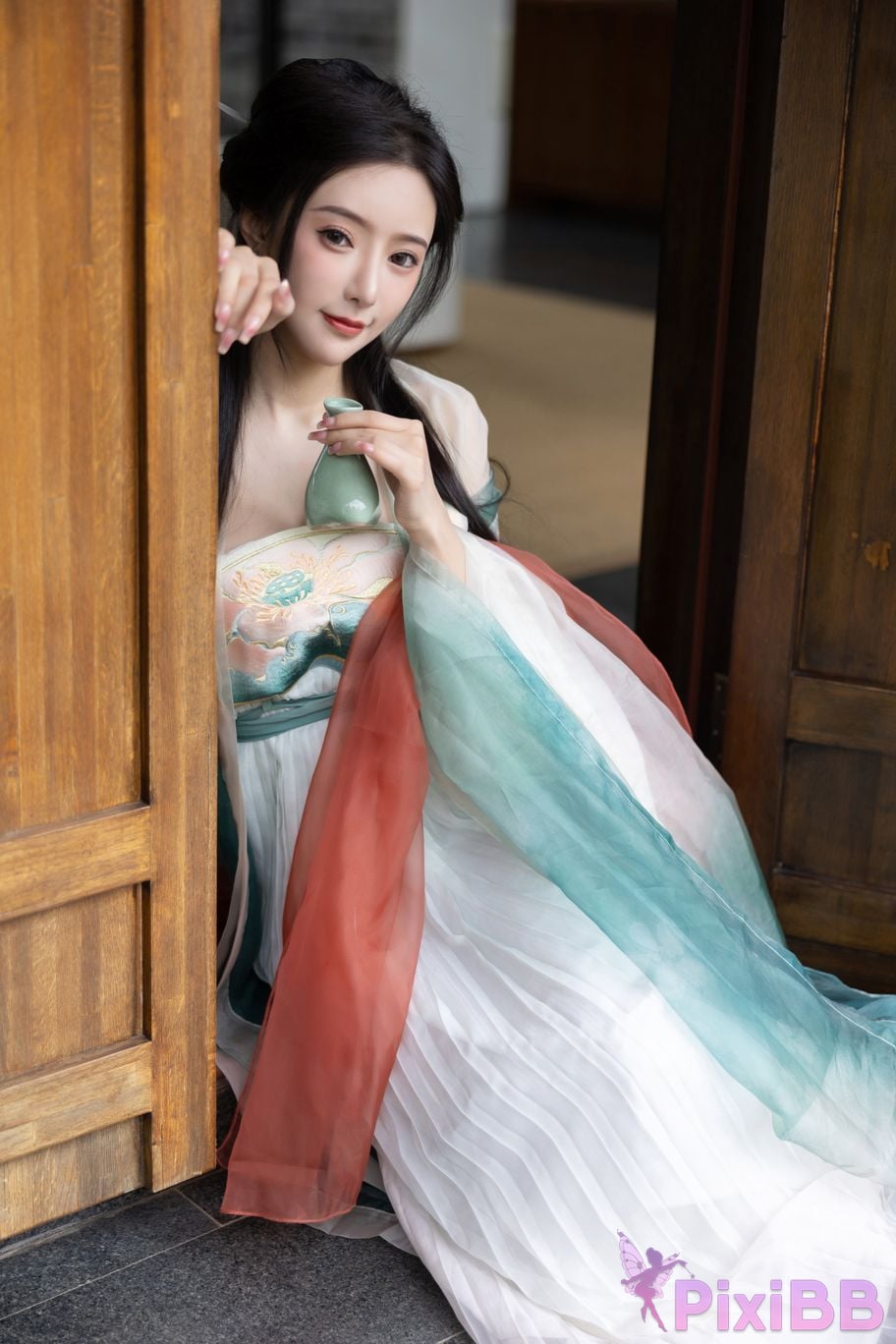 No watermark for in app purchases Wang Xinyao Yanni green costume Fall PixiBB.COM 032