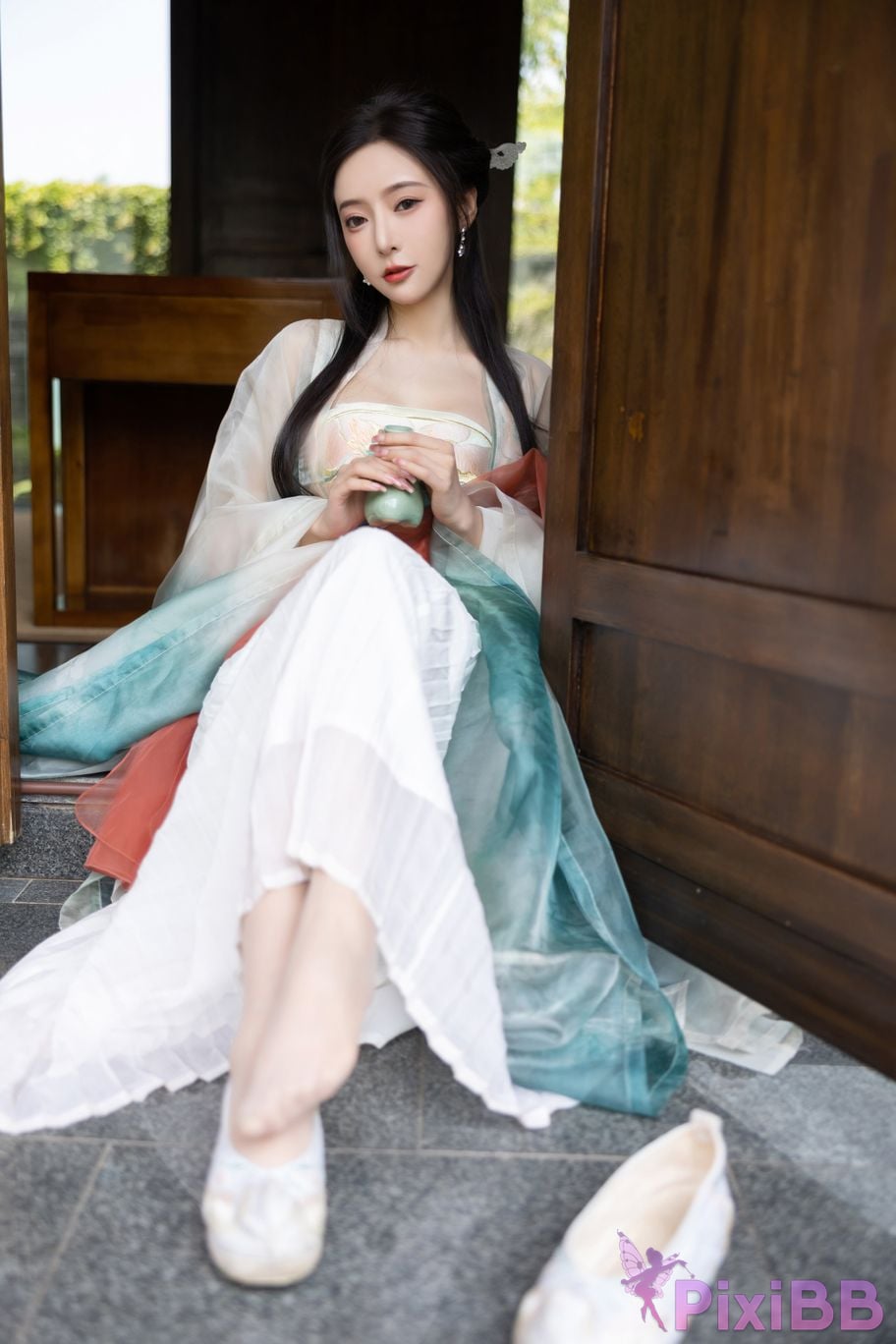 No watermark for in app purchases Wang Xinyao Yanni green costume Fall PixiBB.COM 036